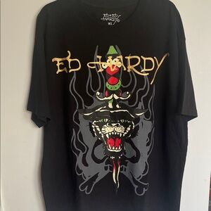 Ed Hardy Black T-Shirt with Colorful Graphic
